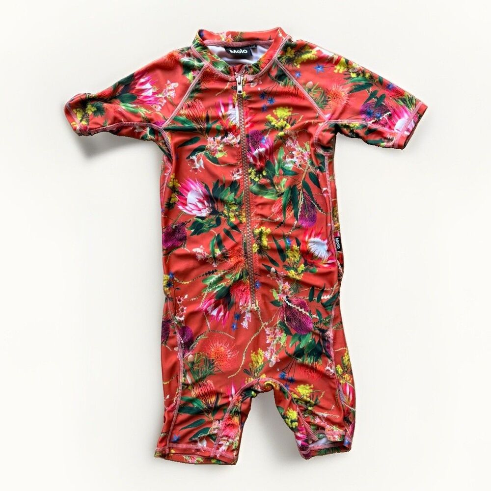 MOLO Neka 7/8 Coral Tropical Floral Rash Guard Swimsuit Sunsuit Modest 122-128